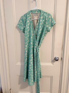 Shabby Apple Mint, Vintage Inspired, Geometric Wrap Midi Dress